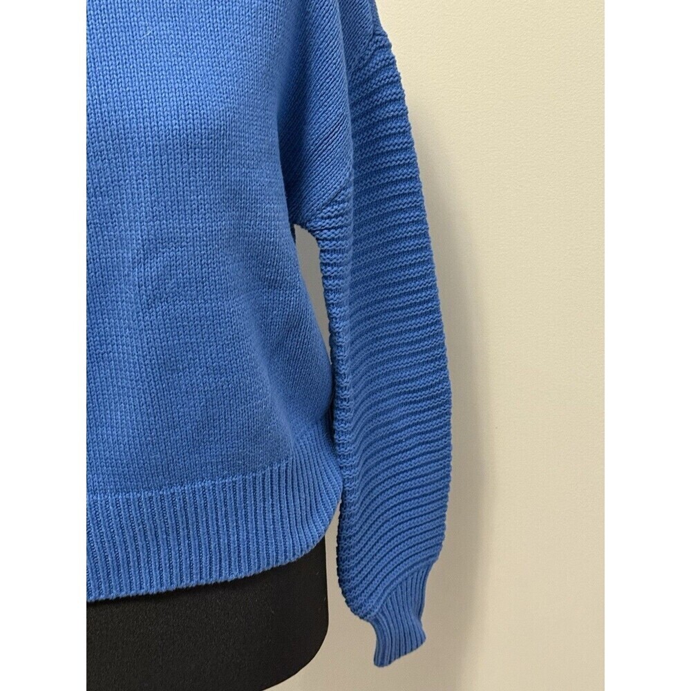 MAISON JULES Blue Cotton Blend Crew Neck Long Sleeve Women Sweater Small - Picture 2 of 5